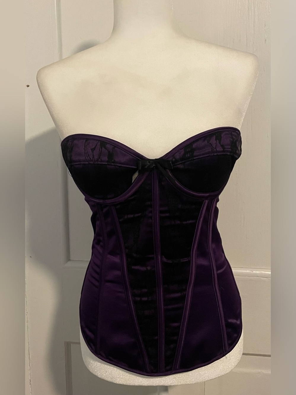 Purple Satin Coquette Corset with Boning
